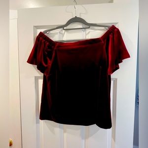 Only work once velvet WHBM off the shoulder top